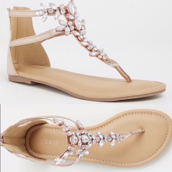 rose gold jewel sandals